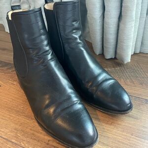 Black leather booties by Dear Frances